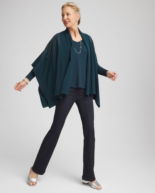 Embellished Shawl Collar Ruana - image 3